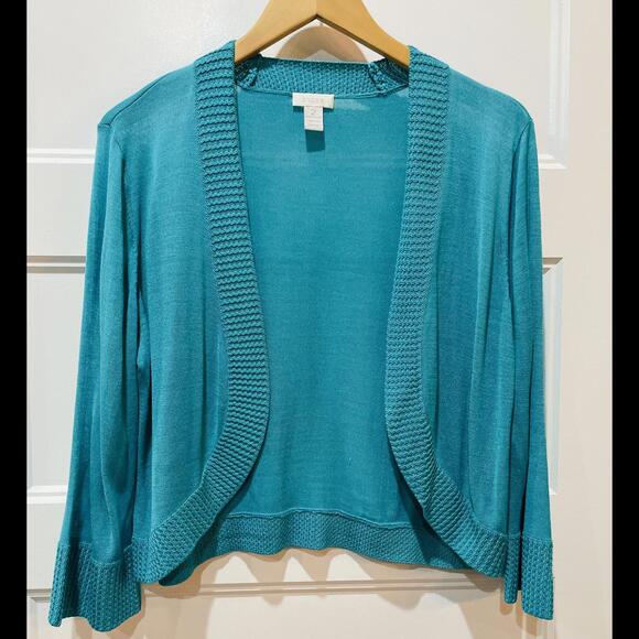 Chico's Women's Silk Cardigan - Size 2 in Aqua - Picture 1 of 6